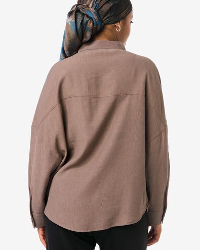 damesblouse Senna ribbel taupe taupe - 36206530TAUPE - HEMA