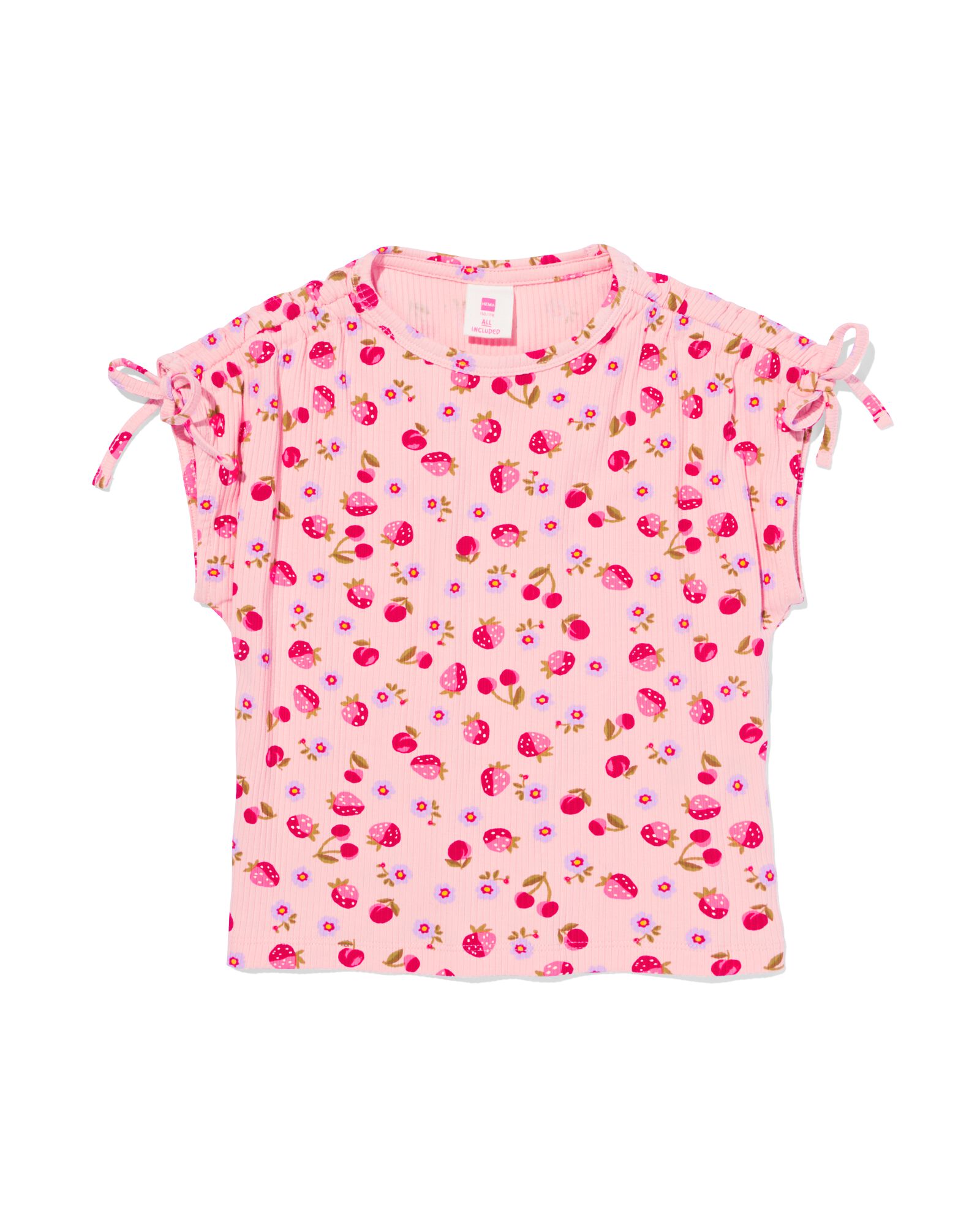 kinder T-shirt rib aardbeien roze roze - 30841856PINK - HEMA