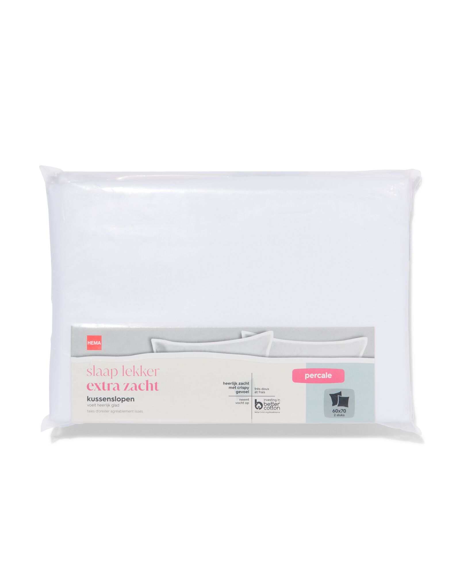 Taies d'oreiller 60x70cm percale blanche - 5180040 - HEMA