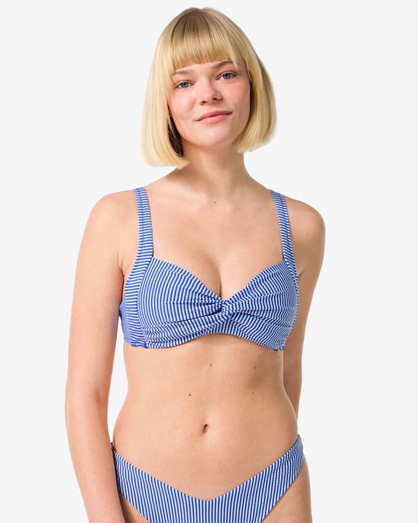 Damen-Bikinioberteil, Seersucker blau - 22352080BLUE - HEMA