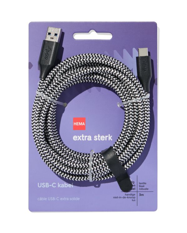 c&acirc;ble chargeur USB vers USB-C 3m - 39610008 - HEMA