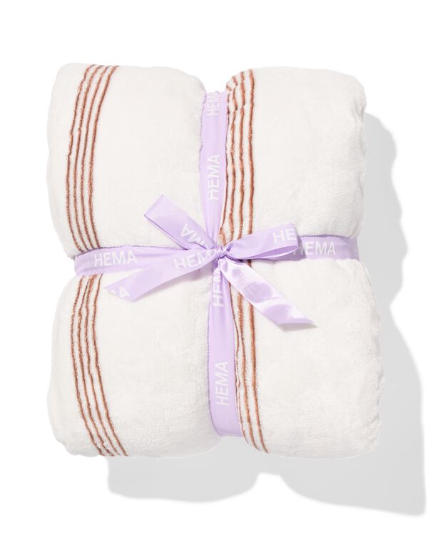 plaid 130x150cm sherpa rayures marron - 7325153 - HEMA