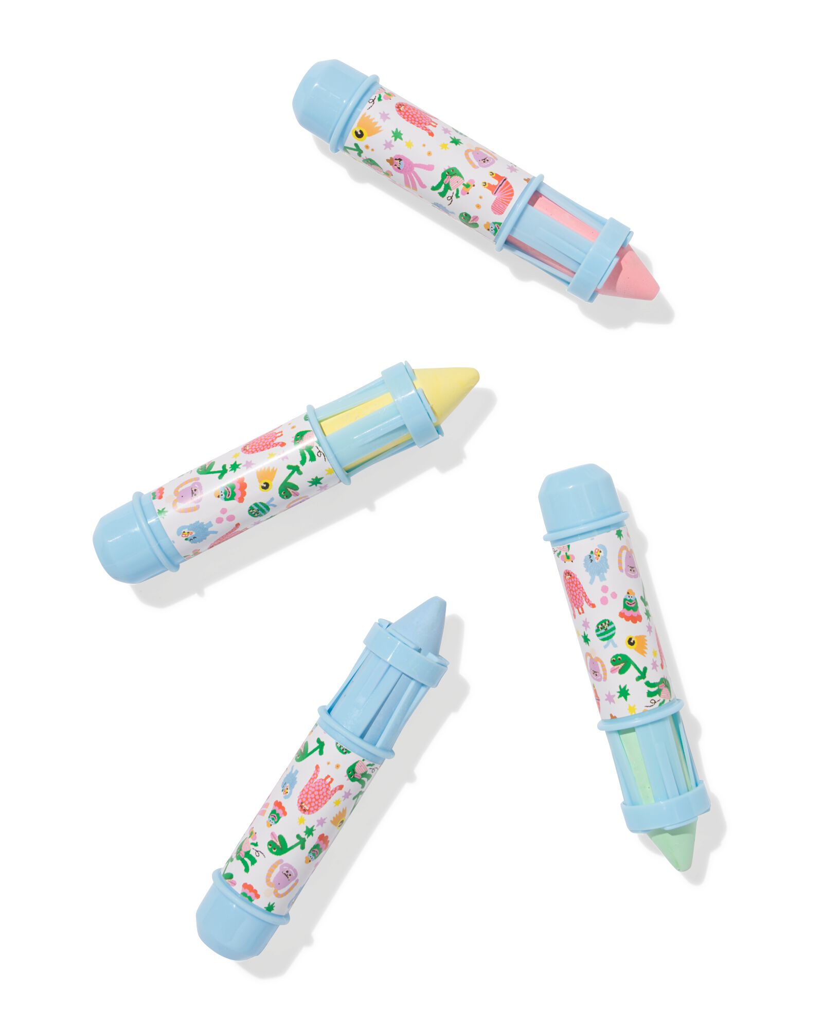 stoepkrijt met houders - 4 stuks - 15800291 - HEMA