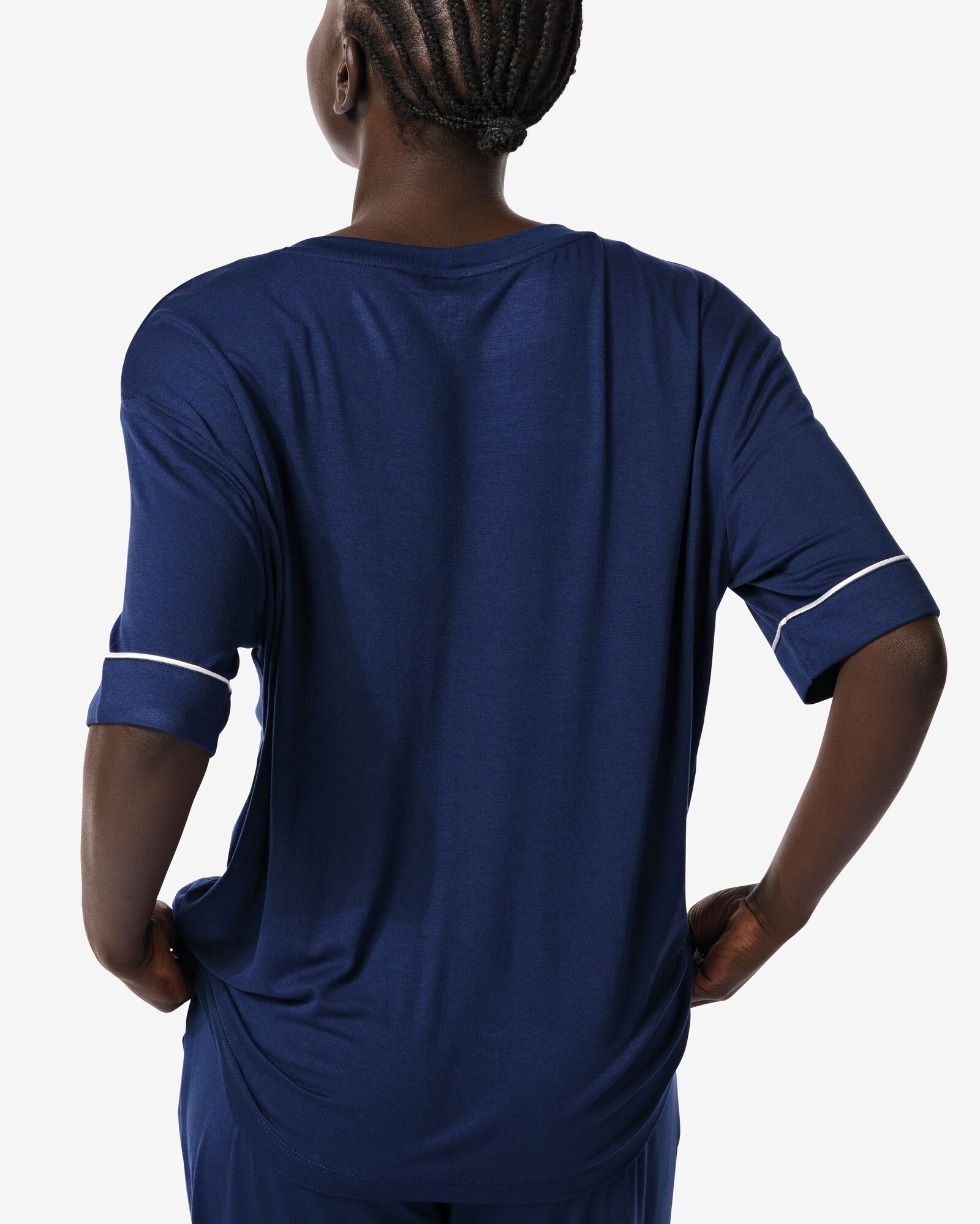 Damen Pyjamaoberteil Viskose dunkelblau dunkelblau - 23410467DARKBLUE - HEMA