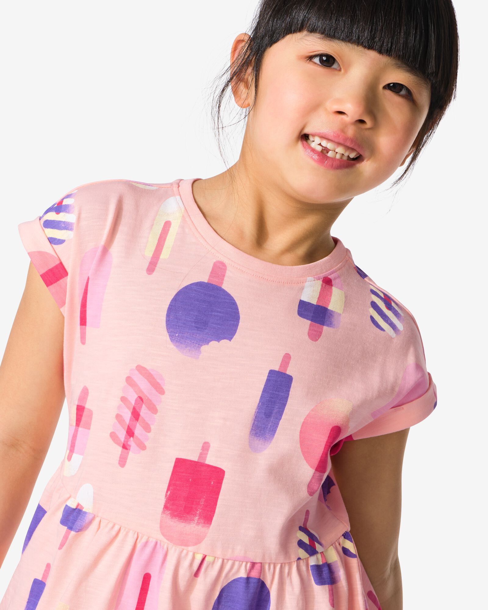 Kinderkleid in A-Linie mit Eist&uuml;tendruck hellrosa hellrosa - 30865900LIGHTPINK - HEMA