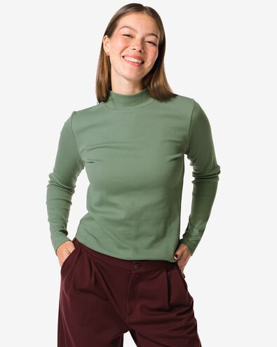 Damen-Shirt Clara, gerippt  gr&uuml;n - 36302440GREEN - HEMA