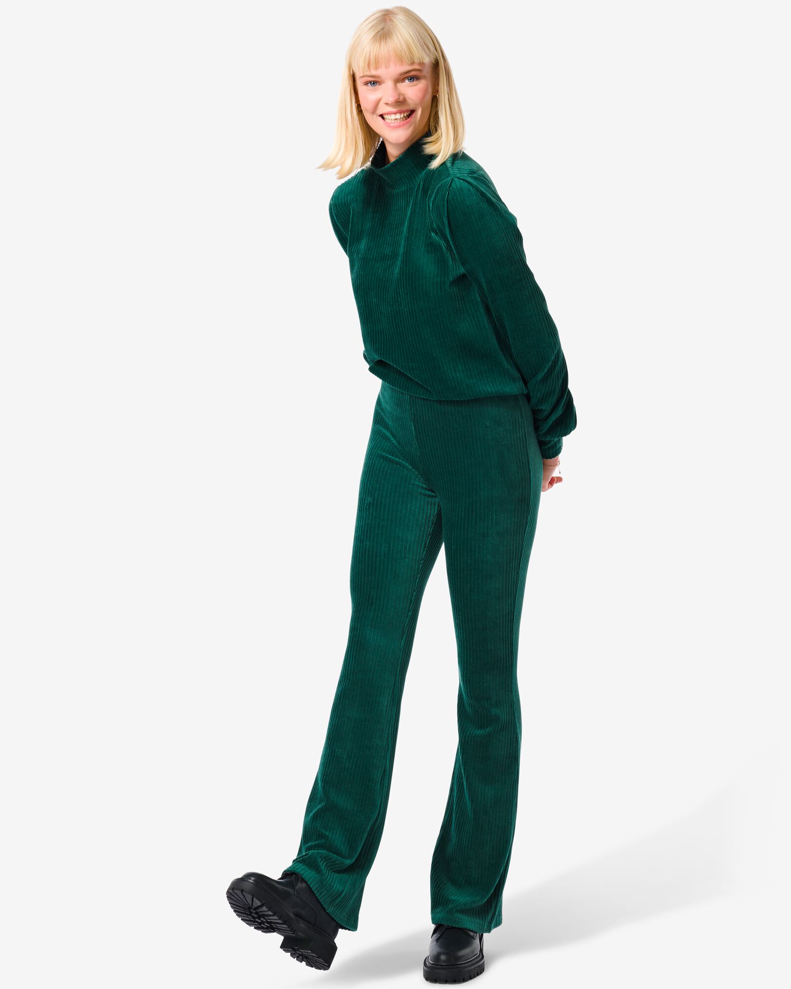 2er-PACK DAMEN BOOTLEG HOSE STRETCH DAMEN WEICH GERIPPT