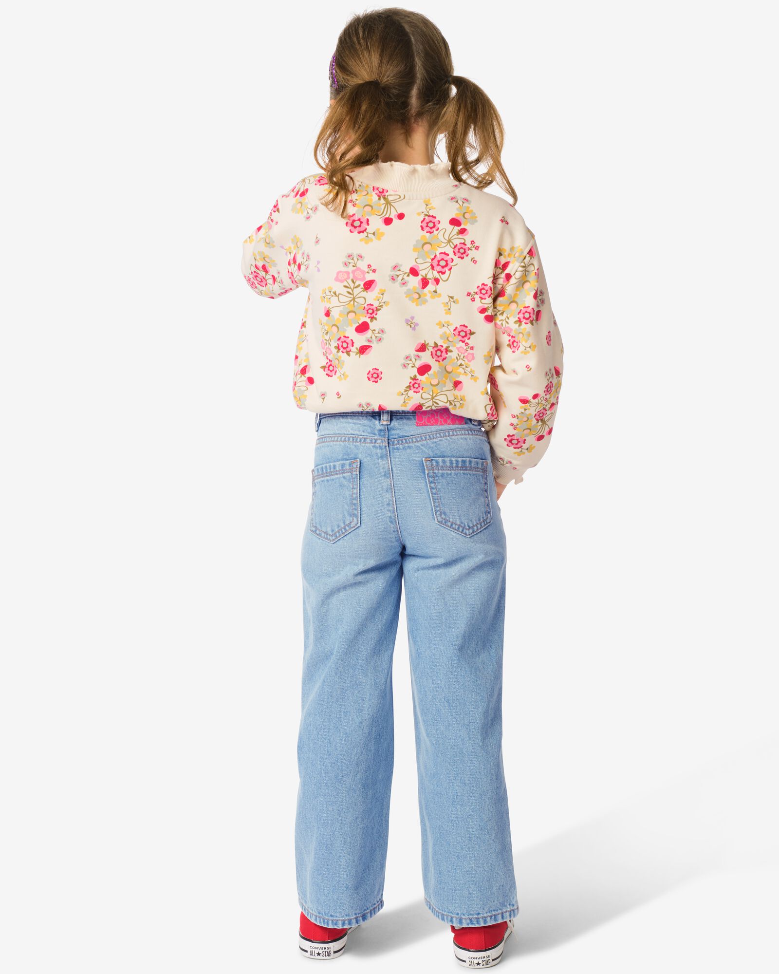 jean enfant large fleurs bleu clair bleu clair - 30836453LIGHTBLUE - HEMA