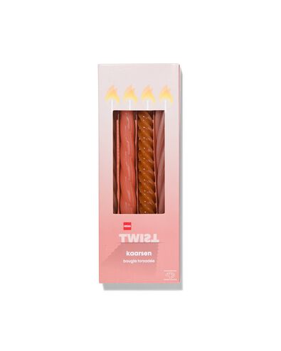 4er-Pack gedrehte Kerzen, &Oslash; 2 x 25 cm, terrakotta - 13506027 - HEMA