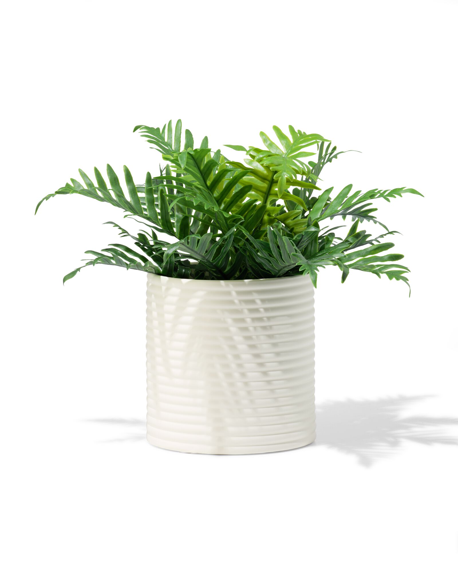 Blumentopf ⌀ 13,3 x 13,4 cm, Keramik, gerippt, Cremefarbe - 13325013 - HEMA