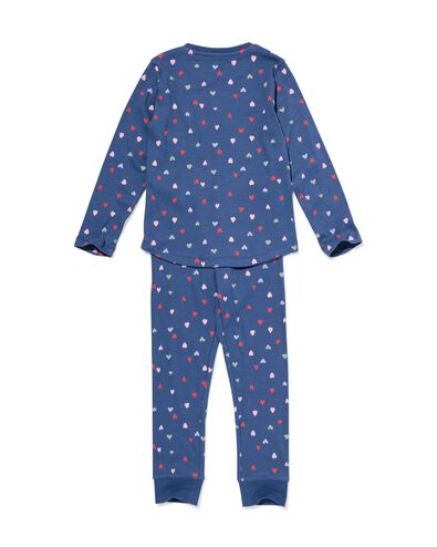 Kinderpyjama gerippt mit Herzchen dunkelblau dunkelblau - 23000940DARKBLUE - HEMA