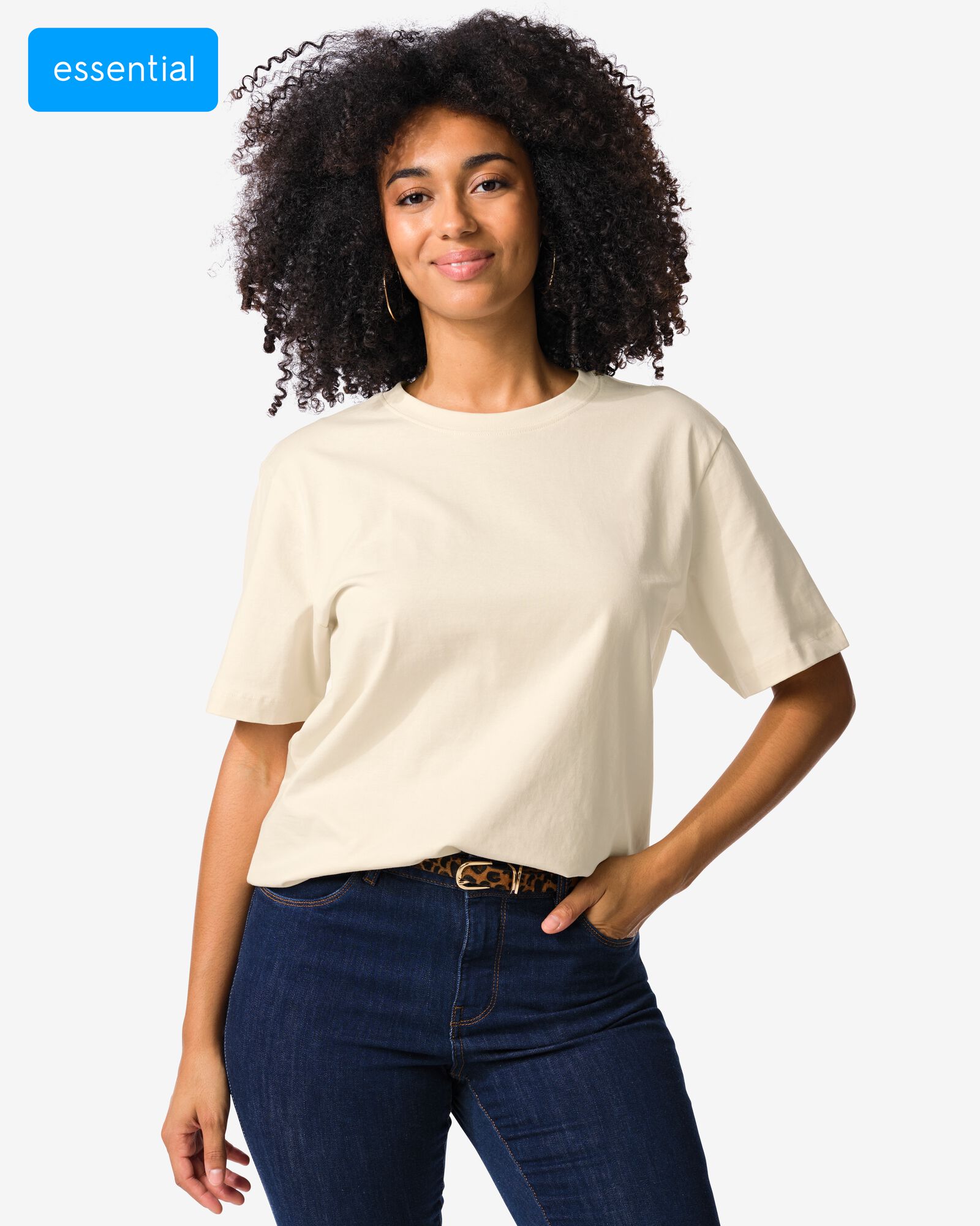dames T-shirt Larissa regular fit wit wit - 36311360WHITE - HEMA