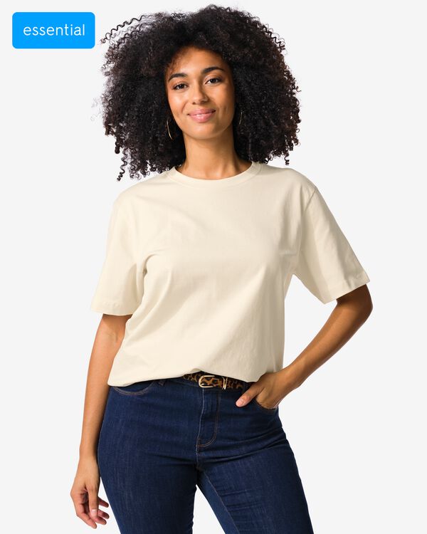 dames T-shirt Larissa gebroken wit gebroken wit - 36210310OFFWHITE - HEMA