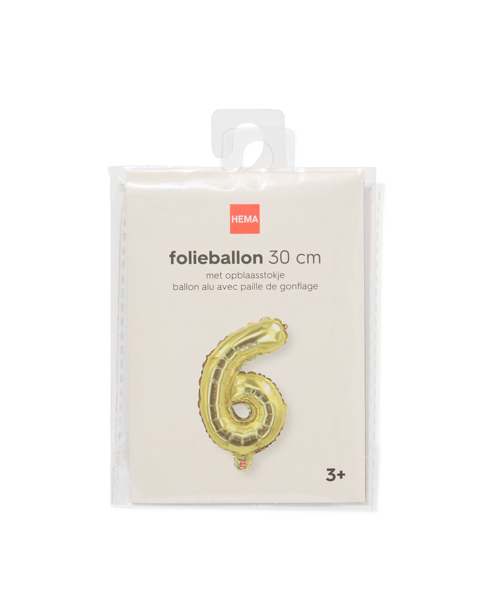 folieballon cijfer 6 30cm goud - 14260027 - HEMA