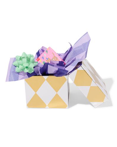 Geschenkbox 11 x 11 x 9 cm, Schachbrett, Gold-Silber - 14700558 - HEMA