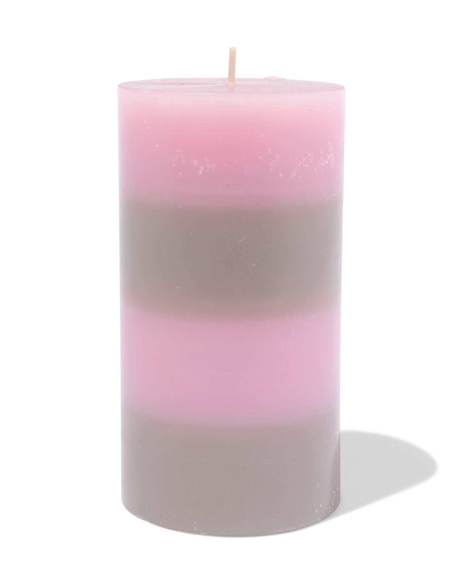 bougie cylindrique ⌀7x13cm rayures rose naturel - 13506163 - HEMA