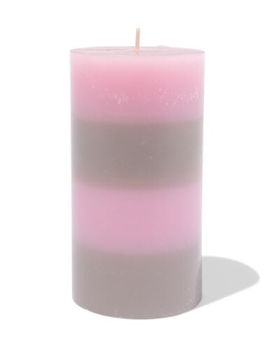 bougie cylindrique ⌀7x13cm rayures rose naturel - 13506163 - HEMA