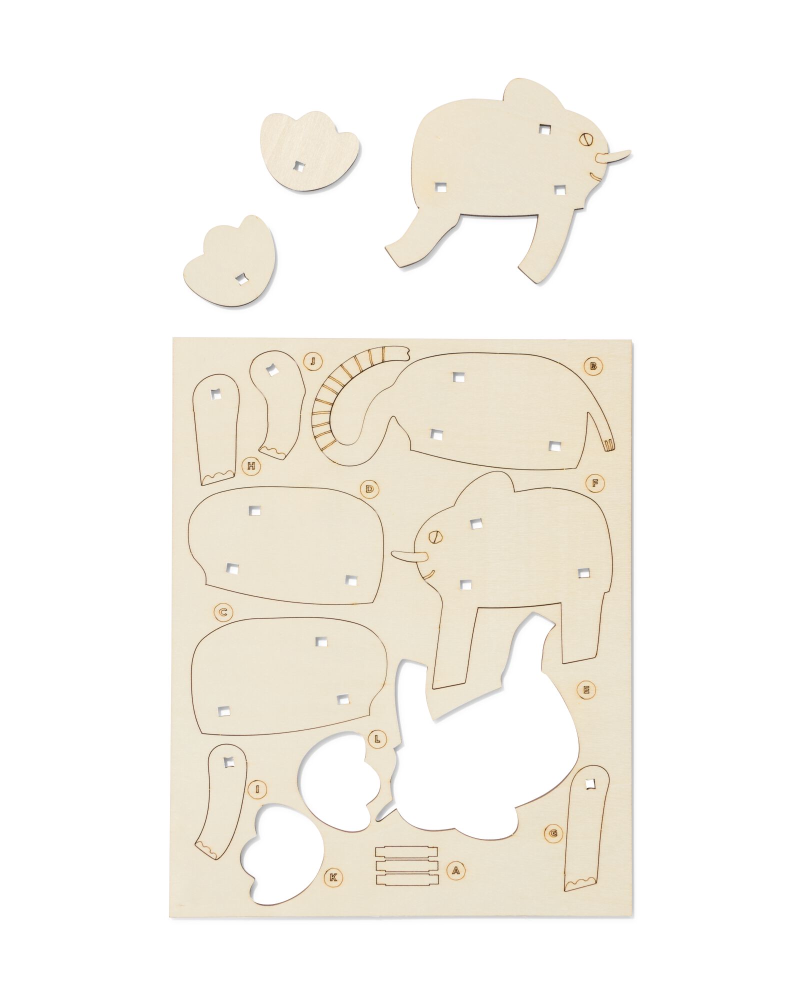 Bauplatte 3D, Holz, Elefant - 15900510 - HEMA