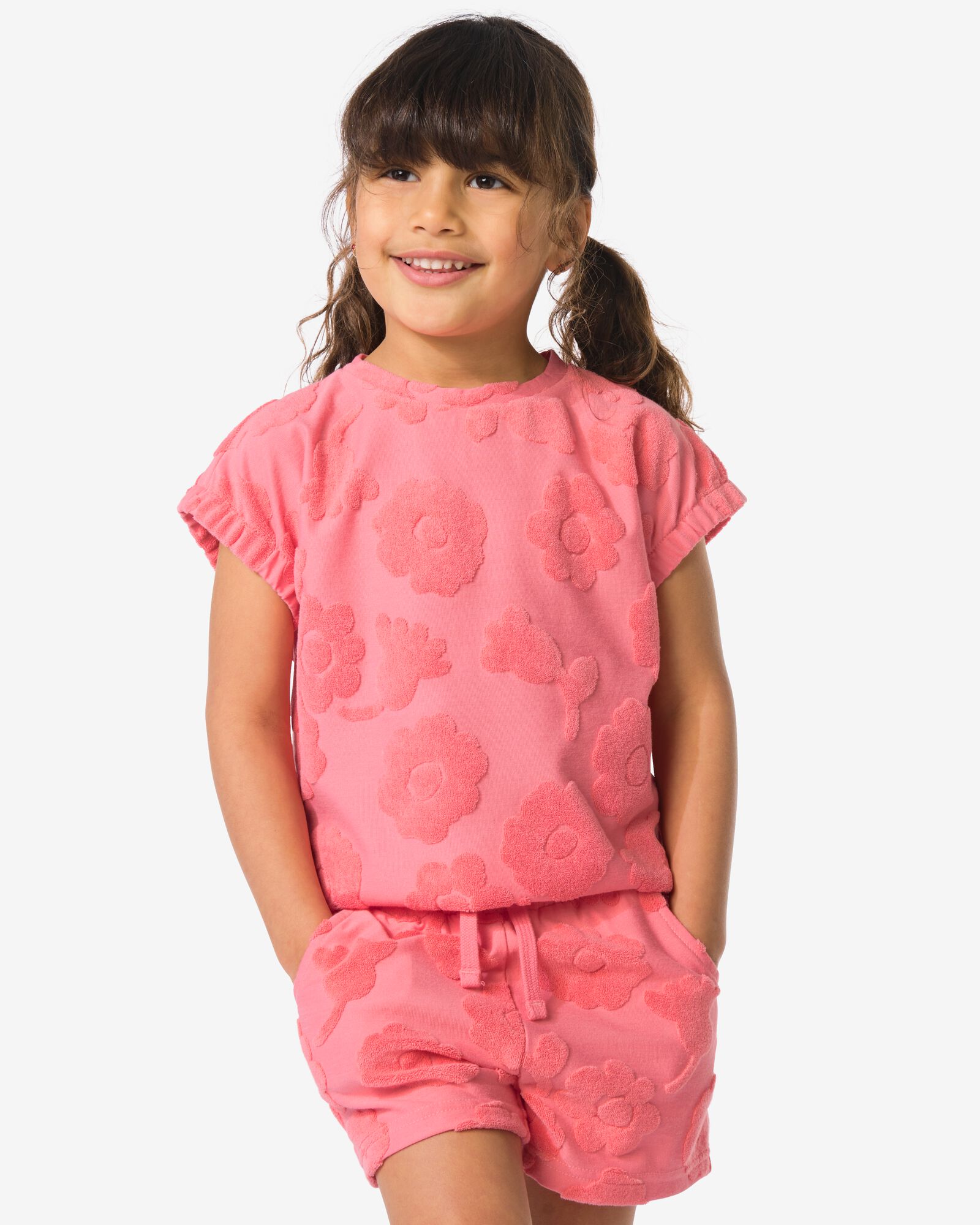 Kinder-T-Shirt, Frottee, gebl&uuml;mt rosa rosa - 30848700PINK - HEMA