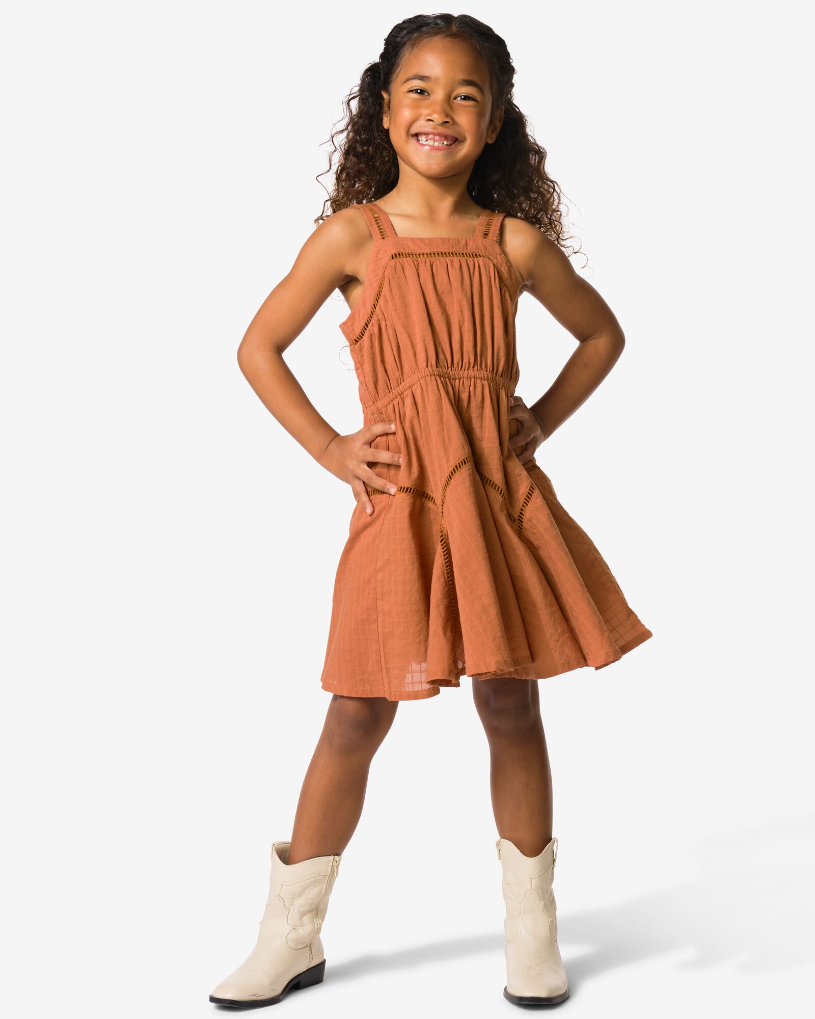 kinderjurk A-lijn bruin bruin - 30844500BROWN - HEMA