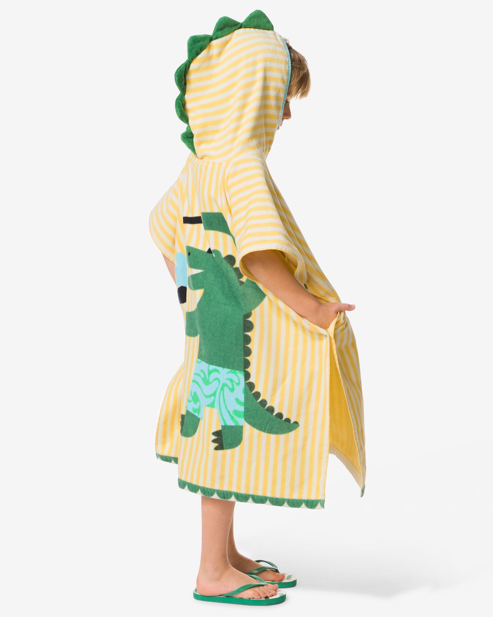 Kinderponcho 68 x 78 cm, Velours mit Krokodilstreifen - 5200255 - HEMA