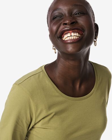 dames T-shirt basic o-neck  olijf olijf - 36304330OLIVE - HEMA