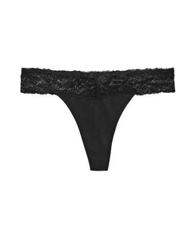 Damen-String, Baumwolle, mit Spitze schwarz - 19650090BLACK - HEMA