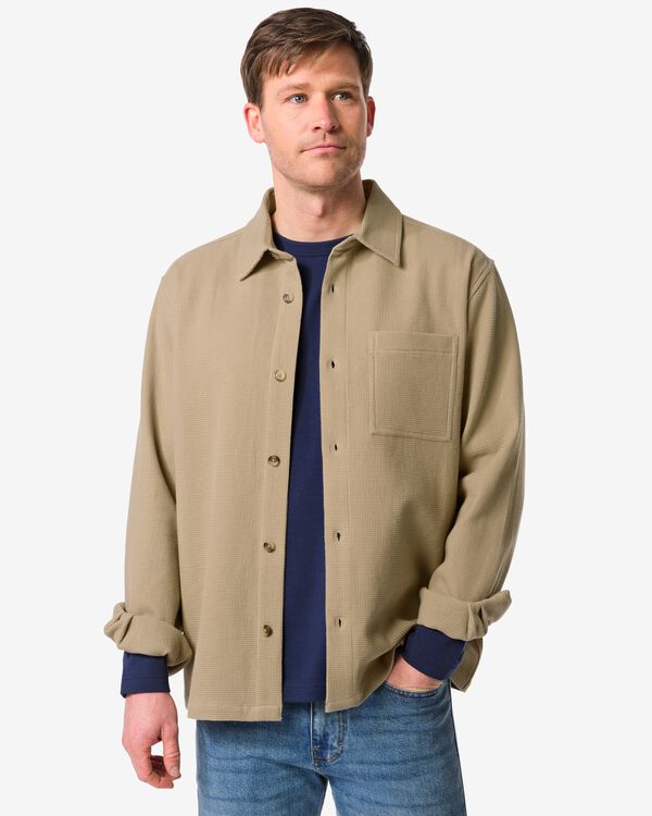 Herren-Oberhemd Stef, Waffelstruktur beige beige - 2101840BEIGE - HEMA