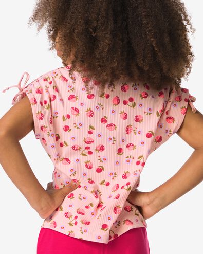 Kinder-T-Shirt, gerippt, Erdbeere rosa rosa - 30841856PINK - HEMA