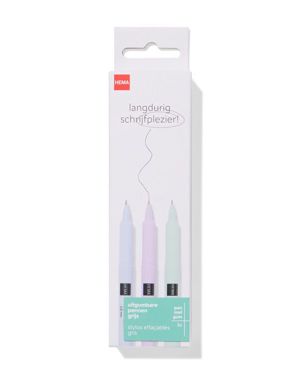 3&nbsp;stylos &agrave; bille encre grise effa&ccedil;able - 14400442 - HEMA