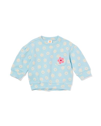 babytrui sweatstof bloemen  blauw - 33056970BLUE - HEMA