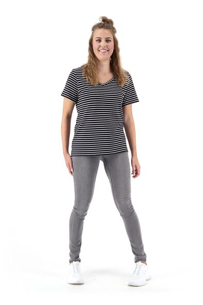 Damen-T-Shirt mit Bambus schwarz/weiß - 1000020051 - HEMA