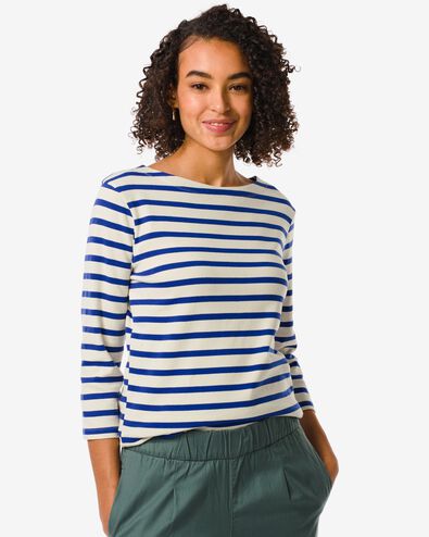 Damen-Shirt Cara, U-Boot-Ausschnitt, Streifen eierschalenfarben XL - 36351374 - HEMA