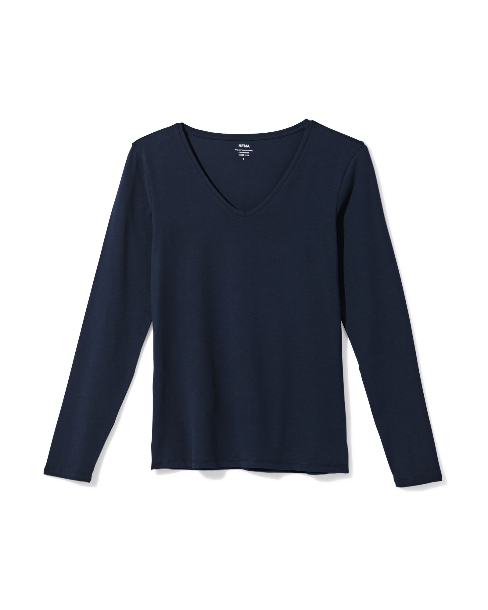 t-shirt femme slim fit col en v bleu fonc&eacute; bleu fonc&eacute; - 36310970DARKBLUE - HEMA