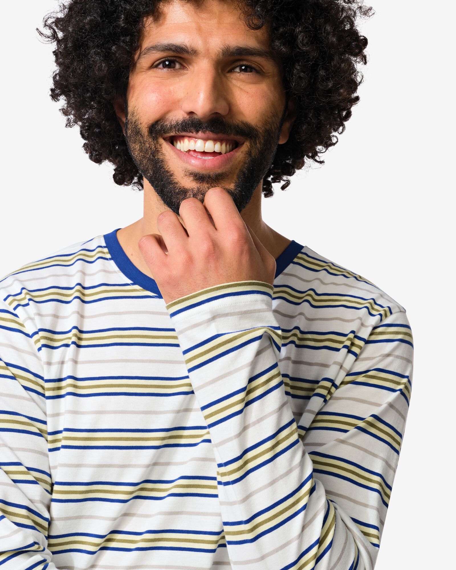 herenpyjama Jonas jersey retro gebroken wit gebroken wit - 23686670OFFWHITE - HEMA