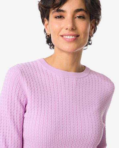 Damen-Pullover, Livia, Zopfmuster lila lila - 36205280LILAC - HEMA