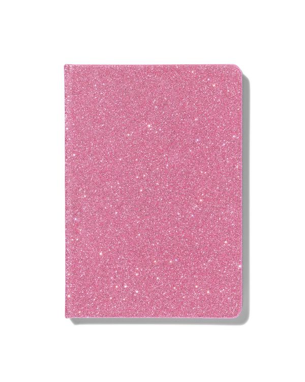 notitieboekje A5 glitter roze - 14130228 - HEMA