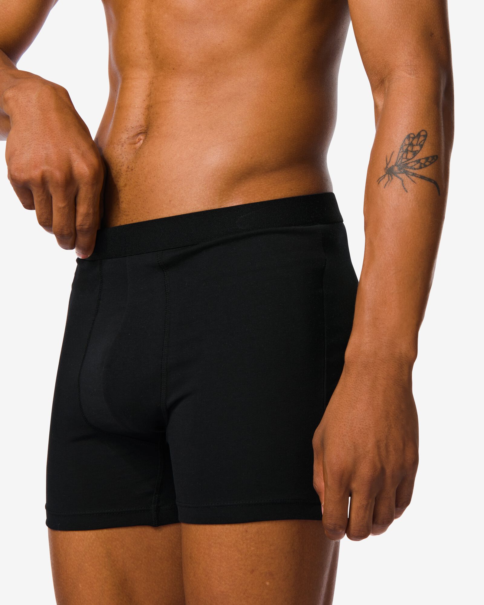 3er-Pack Herren-Boxershorts, lang schwarz schwarz - 1000010252 - HEMA