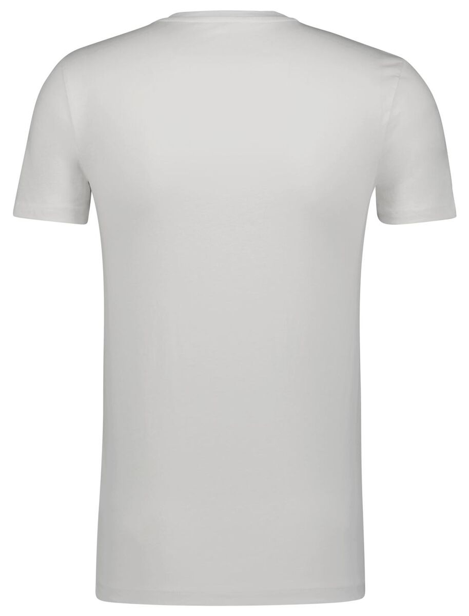 Herren-T-Shirt, Slim Fit, tiefer V-Ausschnitt weiß XXL - 34292745 - HEMA