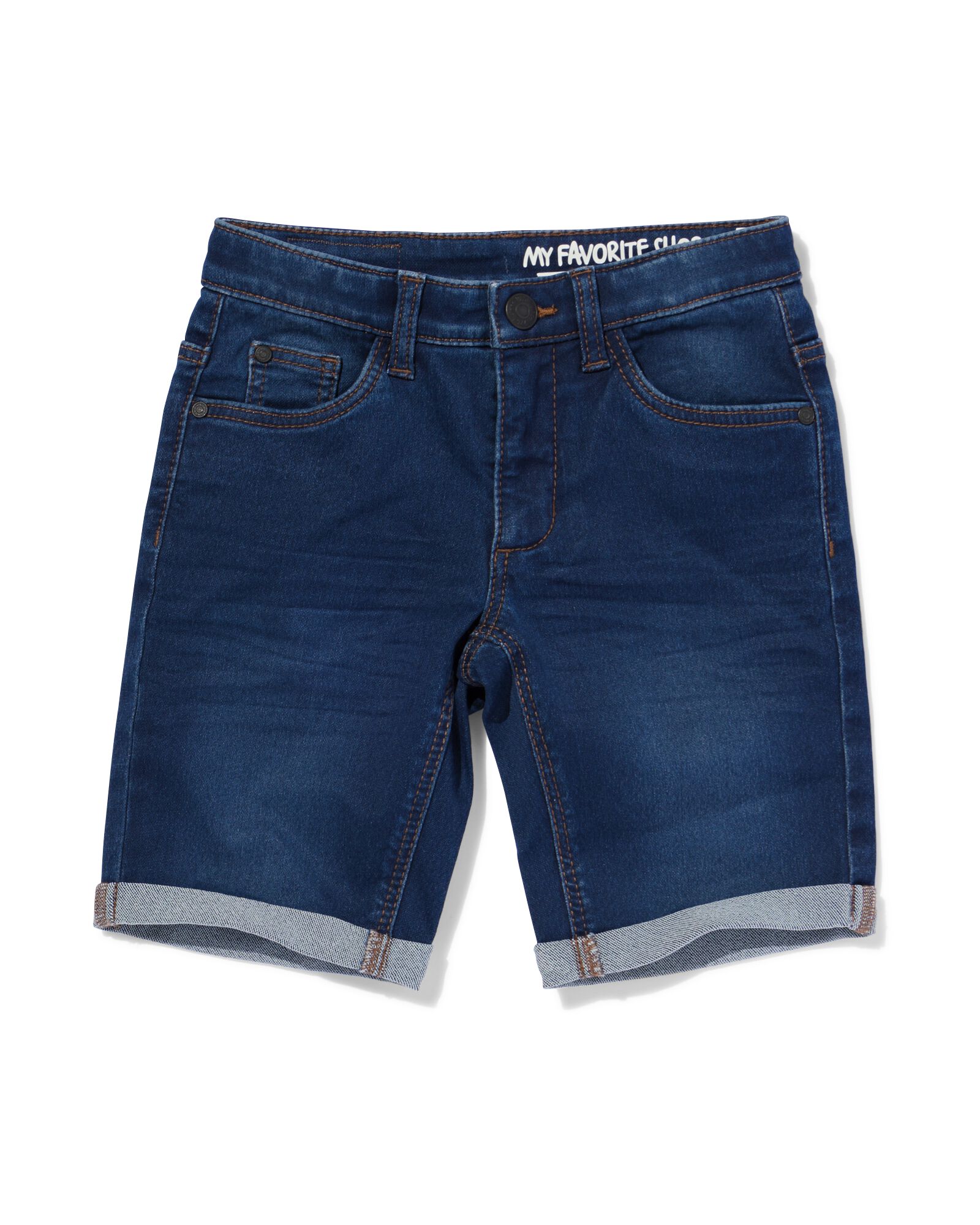 kindershort jogdenim donkerblauw donkerblauw - 1000023208 - HEMA