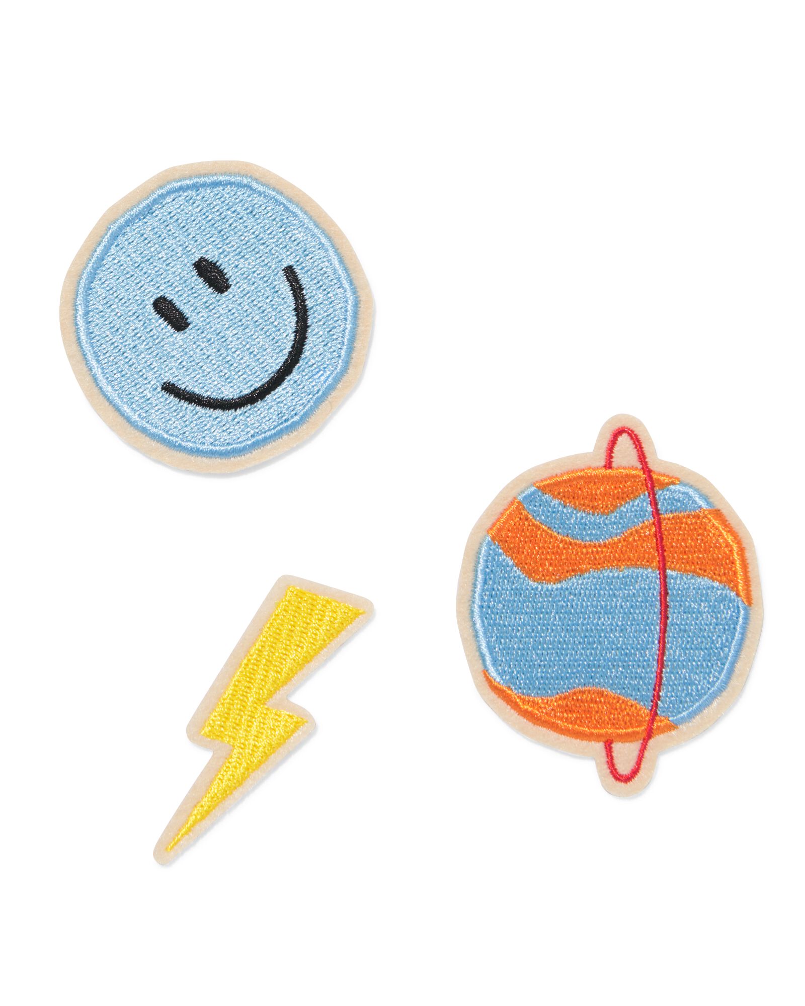 strijkapplicaties 5x5cm planeet - 3 stuks - 1400322 - HEMA