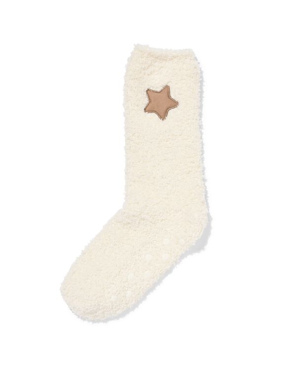 huissokken maat 36-41 fluffy ster cr&egrave;me - 61100309 - HEMA
