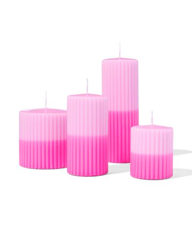 bougie cylindrique &Oslash;7x19cm nervur&eacute;e rose clair-rose vif - 13504032 - HEMA