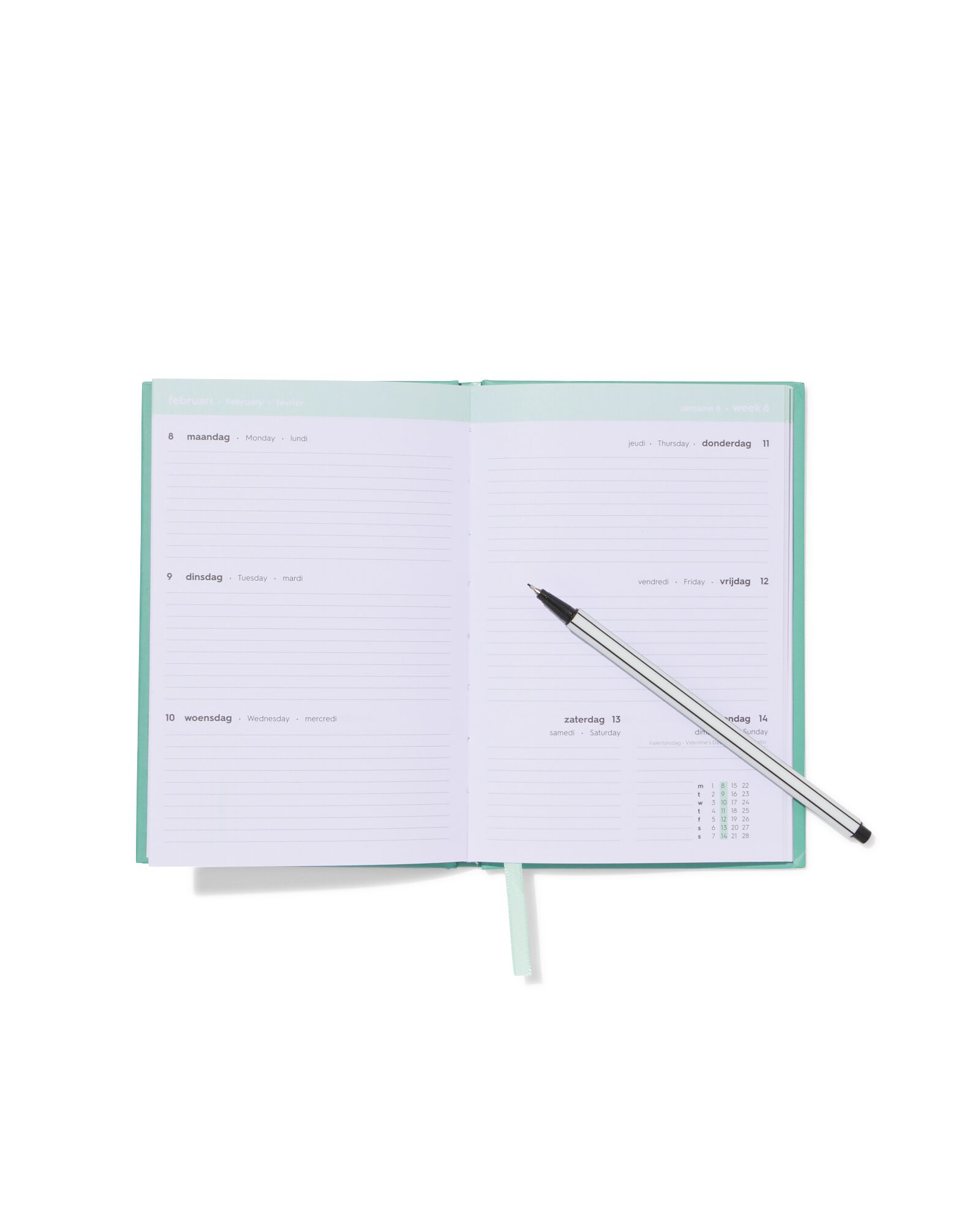 agenda scolaire 2026-2027 12,5 x 18 cm vert basique - 14505643 - HEMA