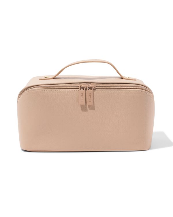 trousse de toilette avec fermeture &agrave; glissi&egrave;re diagonale 24x12x12cm beige - 11890754 - HEMA
