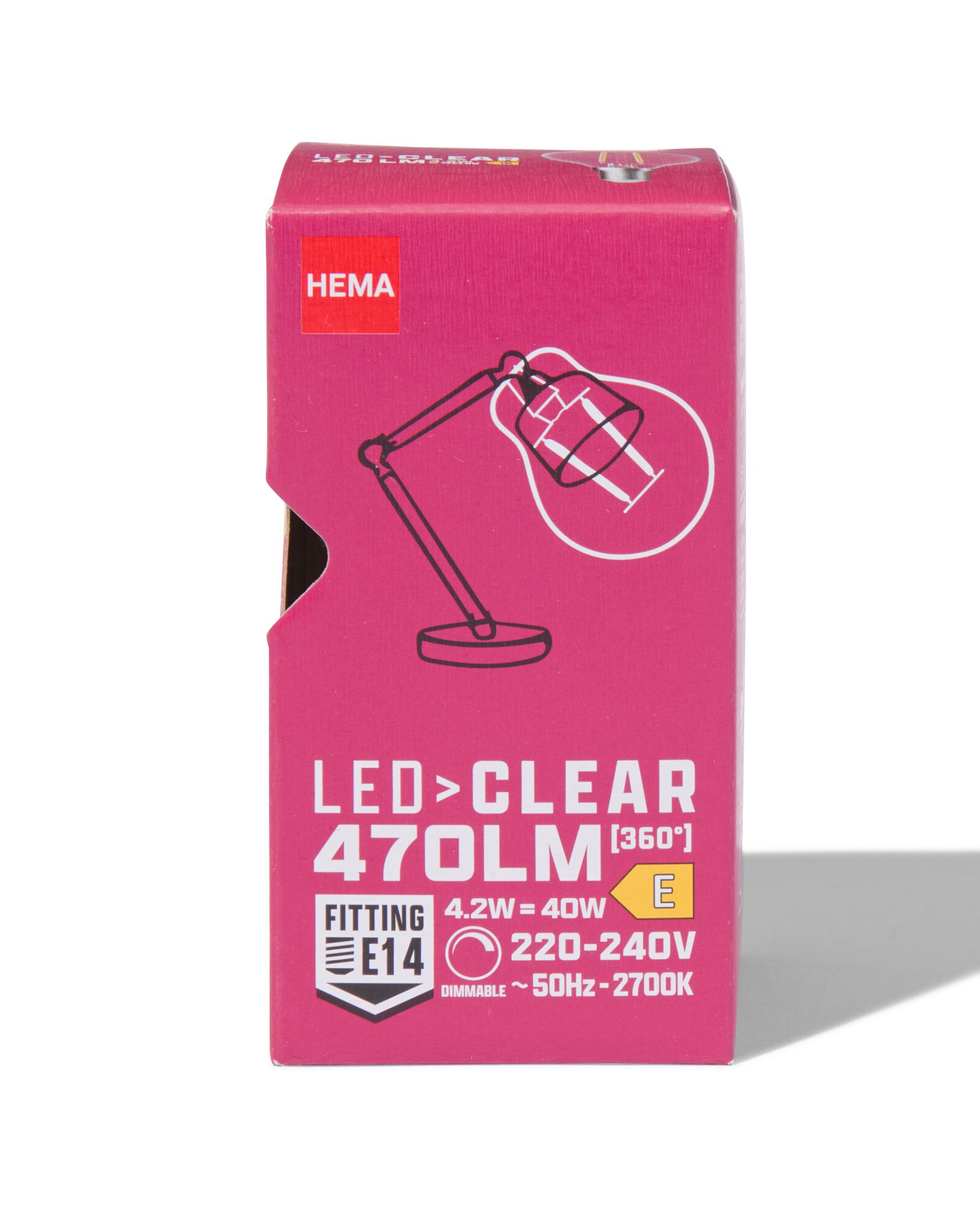 led kogel clear E27 4.8W 470lm dim - 20000046 - HEMA