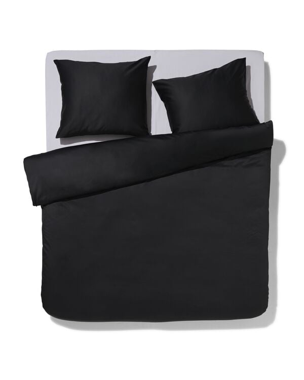 housse de couette 240x200/220 cm satin noir - 5790275 - HEMA