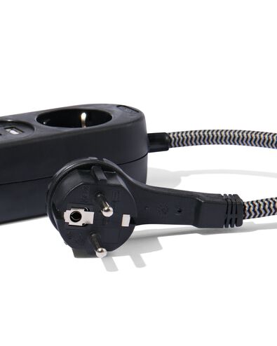 bloc multiprise 2 prises avec USB 1,5m noir - 81010015 - HEMA