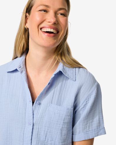 damesblouse Kai crinkle  blauw - 36380475BLUE - HEMA