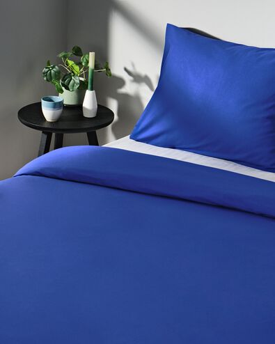 housse de couette 140x200/220cm en coton doux bleu cobalt - 5750061 - HEMA